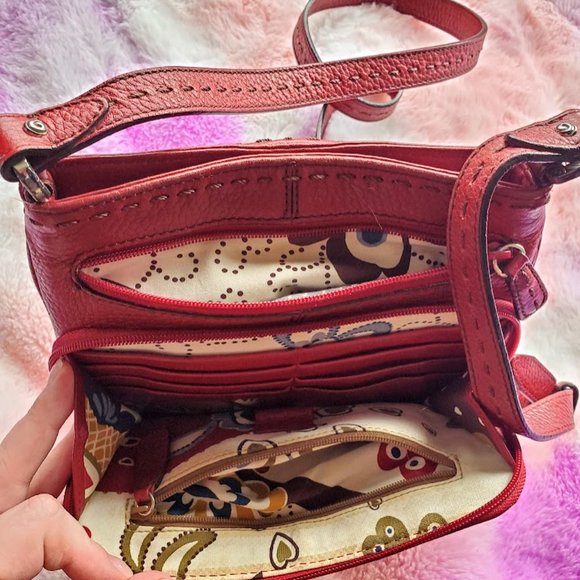 Rare Vintage Brighton red leather crossbody hand stitched handbag - Picture 7 of 10